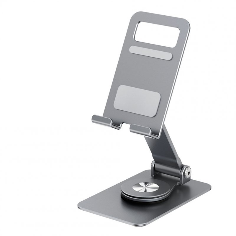 Cell Phone Stand Universal Cell Phone Holder Adjustable Foldable Desktop Aluminium Alloy Holder 360°Rotation Dock Stand Phone Holder For E-Reader Monitor Mobile Phones grey