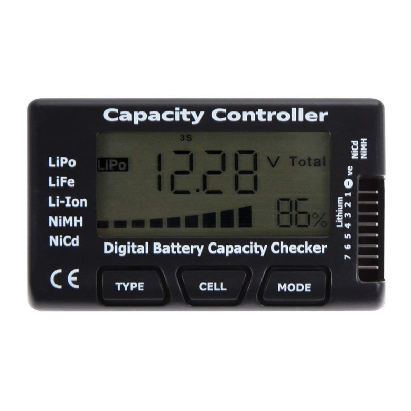 Cellmeter7 Digital Battery Capacity Checker Controller Tester for LiPo/LiFe/ Li-ion/NiMH/Nicd  black