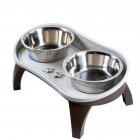 Cervical Spine Protect Pet Dining Table Set for Medium Large Size Pet Dogs Dish rack + stainless steel double bowl + leg