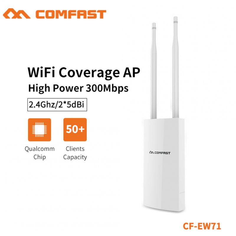 Cf-ew71 High-power Outdoor Wireless 300m Router 500mw Transmit Power Support Ee802.11 B/g/n Stable Transmission Wifi Signal Extender White (300M)