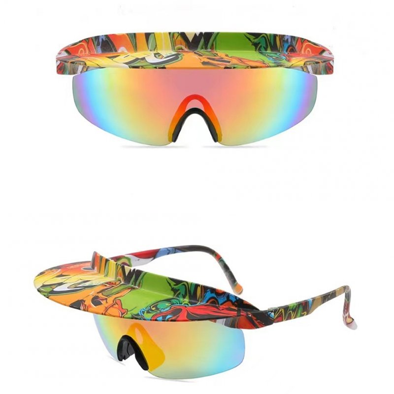 1 Pair Men Women Fashion Cycling Glasses High-definition Lenses Colorful Hat Brim Outdoor Sport Sunglasses Eyewear 