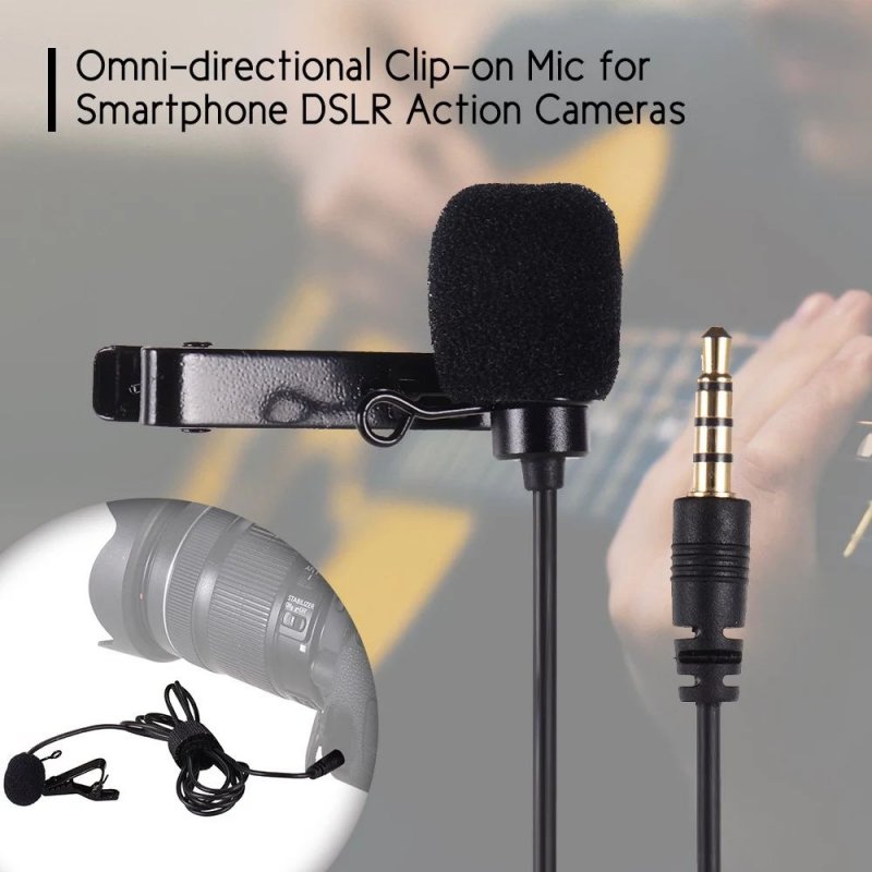 VELEDGE VD-S1 Lavalier Microphone Lapel Mic Clip-on Omnidirectional Condenser for iPhone Ipad Samsung Android Windows Smartphones  