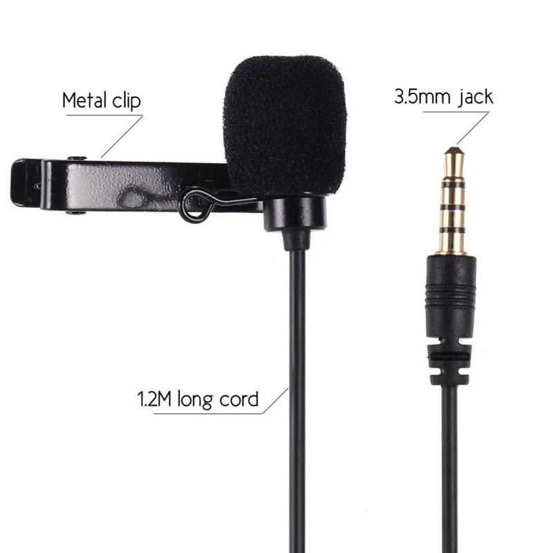 VELEDGE VD-S1 Lavalier Microphone Lapel Mic Clip-on Omnidirectional Condenser for iPhone Ipad Samsung Android Windows Smartphones  
