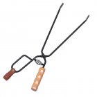 Charcoal Tongs, Metal Wooden Barbecue Carbon Clip Long Handle For Wood Stove Outdoor Long Logs Tweezers