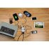 Charge up to 8 gadgets at the same time with the 8 port USB wall charger coming with a Qi charging pad and USB C cable 