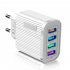Charging Blocks Phone Charger 4 USB Ports Power Adapter Charger Box Cell Phone Brick Charging Cube For Phones Laptop US plug black  flat feet 
