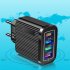 Charging Blocks Phone Charger 4 USB Ports Power Adapter Charger Box Cell Phone Brick Charging Cube For Phones Laptop US plug black  flat feet 