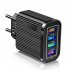 Charging Blocks Phone Charger 4 USB Ports Power Adapter Charger Box Cell Phone Brick Charging Cube For Phones Laptop US plug black  flat feet 