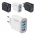 Charging Blocks Phone Charger 4 USB Ports Power Adapter Charger Box Cell Phone Brick Charging Cube For Phones Laptop US plug black  flat feet 