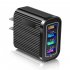 Charging Blocks Phone Charger 4 USB Ports Power Adapter Charger Box Cell Phone Brick Charging Cube For Phones Laptop US plug black  flat feet 