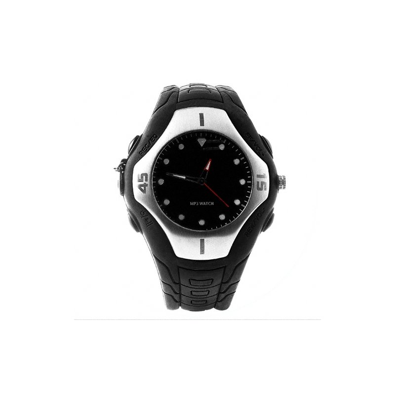 Black Wrist Watch MP3 Player 1GB - Waterproof + LINE IN