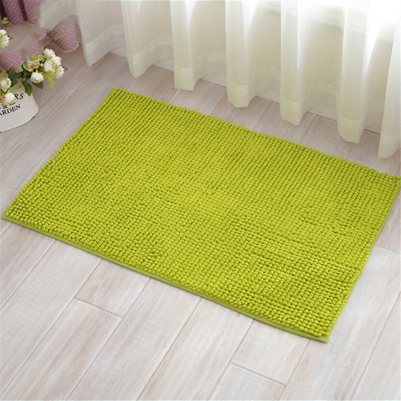 Chenille Bath Mat Non-Slip Water Absorption Floor Mat for Kids Bathroom Shower Mat Area Rugs  grass green_50*80cm