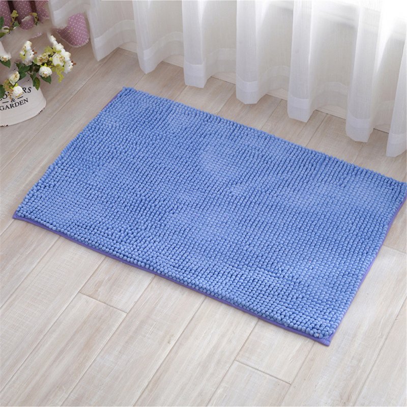 Chenille Bath Mat Non-Slip Water Absorption Floor Mat for Kids Bathroom Shower Mat Area Rugs  blue_50*80cm