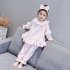 Childern Girls Pajamas Set Homewear Long Sleeve Nighties Sleepwear Suit  Pink 140cm