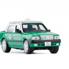 Children Alloy Pull Back Car Toys 1:32 Retro Taxi 6 Doors Car Model With Sound Light Effect For Gifts Collection green
