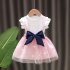 Children Baby Girls Cute Princess Dress With Bow Decoration Sleeveless Tutu Dress For 1 8 Years Old Children grey 2 3Y L 95cm 
