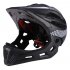 Children Bike Riding 16 Hole Breathable Helmet Detachable Full Face Chin Protection Balance Bicycle Safety Helmet with Rear Light all Black One size