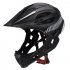 Children Bike Riding 16 Hole Breathable Helmet Detachable Full Face Chin Protection Balance Bicycle Safety Helmet with Rear Light Black red One size