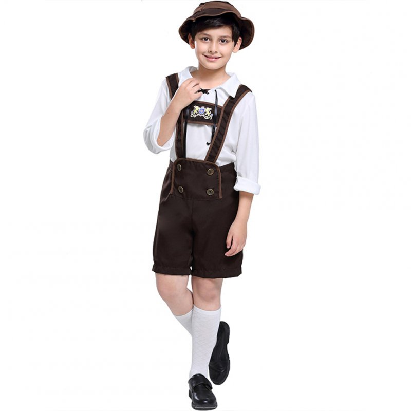 Children Boy Fashion Oktoberfest Waiter Cosplay Costume Beer Festival Suit Khaki_M