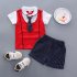 Children Boy Shirt Two piece Set Baby Long Tie Short Sleeve Top and Shorts Fashionable Suit KY double led with red 100cm