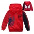 Children Boy Soft Full Cotton Jacket Fashion Spider Print Cardigan Jacket Coat red 130cm