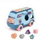 Children Bus Toy With Sound Light Shape Puzzles Knocking Piano Educational Musical Toys For 0-3 Years Old Boys Girls 981 blue