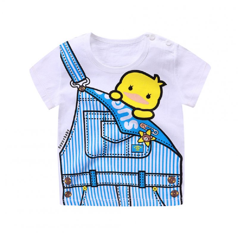 Children Cartoon Pattern Short Sleeve T-shirt Boys Girls Soft Cotton Tops T-shirt - blue dragon_100cm.