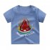Children Cartoon Pattern Short Sleeve T shirt Boys Girls Soft Cotton Tops T shirt   blue dragon 100cm 