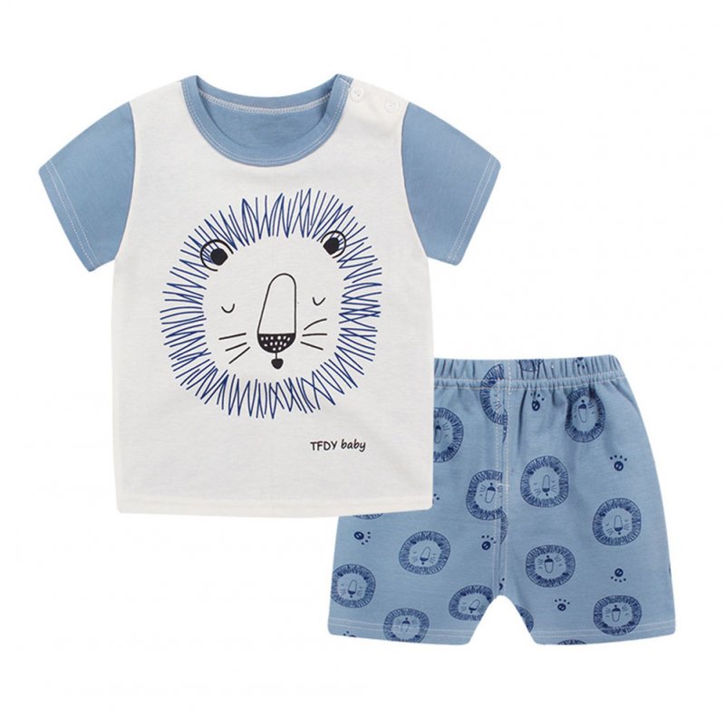 Children Clothes Suits Short Sleeve Top+Pants Suit Children Sleepwear Daily Wearing Cartoon lion short sleeve shorts suit_80/55 yards recommended height 75-85cm