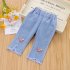 Children Cotton Jeans Summer Thin Middle Waist Pants Casual Loose Cropped Pants For 2 8 Years Old Girls rabbit 5 6Y 110cm