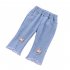 Children Cotton Jeans Summer Thin Middle Waist Pants Casual Loose Cropped Pants For 2 8 Years Old Girls rabbit 5 6Y 110cm