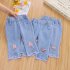 Children Cotton Jeans Summer Thin Middle Waist Pants Casual Loose Cropped Pants For 2 8 Years Old Girls rabbit 5 6Y 110cm