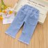 Children Cotton Jeans Summer Thin Middle Waist Pants Casual Loose Cropped Pants For 2 8 Years Old Girls rabbit 5 6Y 110cm