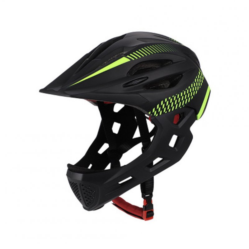 Children Detachable Full Face Bicycle / Mountain Road Bicycle Safety Helmet with Tail Light Black yellow_Head circumference (42-52cm)
