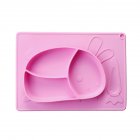 Children Dinner Plate Silicone Portable Divided Dinner Plate With Suction Cup Light pink rabbit
