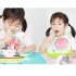 Children Double Layer Cartoon Cute Waterproof Baby Bib with Detachable Food Slot Green watermelon