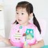 Children Double Layer Cartoon Cute Waterproof Baby Bib with Detachable Food Slot Green watermelon