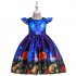 Children Dress Halloween Princess Dress Ghost Print Children s Dress with Hat WS003 blue  with hat  140cm