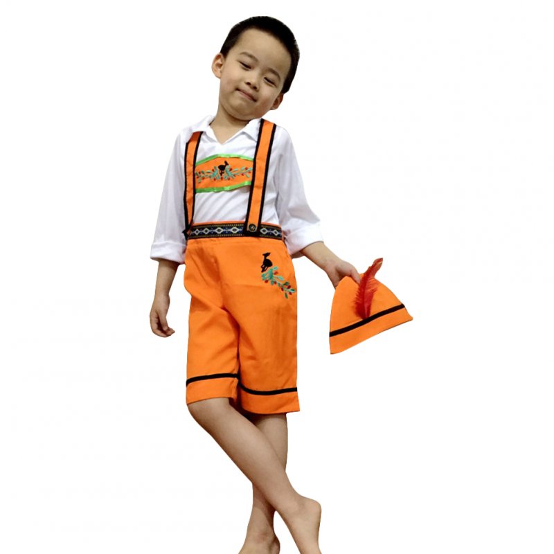 Children Girl Boy Oktoberfest Waiter Waitress Costume Beer Festival Suit Orange boy_L