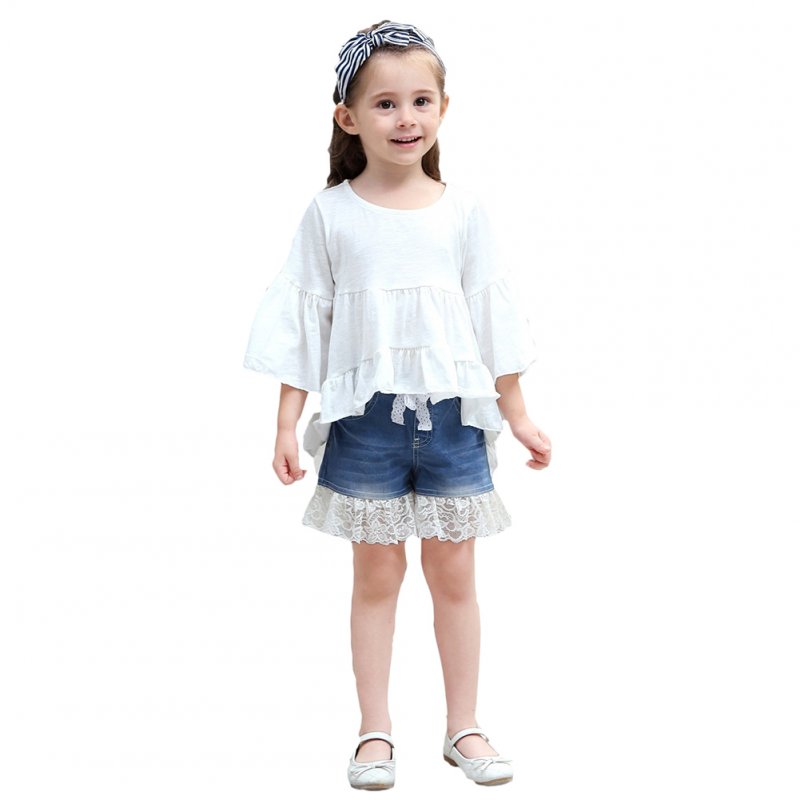 Children Girl Cotton Short-Sleeve Tops Stylish Front Short Back Long Swallowtail Shirt Dress