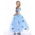 Children Girl Delicate Princess Dress Bubble Skirt Performance Dress for Halloween Blue  130cm
