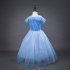 Children Girl Delicate Princess Dress Bubble Skirt Performance Dress for Halloween Blue  130cm