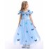 Children Girl Delicate Princess Dress Bubble Skirt Performance Dress for Halloween Blue  150cm