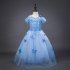 Children Girl Delicate Princess Dress Bubble Skirt Performance Dress for Halloween Blue  150cm