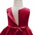 Children Girl Embroidery Princess Dress Wedding Party Flower Girl Formal Dress for Kids wine red 110 