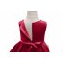 Children Girl Embroidery Princess Dress Wedding Party Flower Girl Formal Dress for Kids wine red 110 