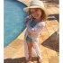Children Girl White Flower Lace Swimsuit Suit Bikini Overall Long Sleeve Prevent Sun Clothing