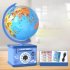 Children Globe Shape Piggy Bank Password Money Box Cash Coin Savings Box with Night Light Music Cyan