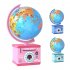 Children Globe Shape Piggy Bank Password Money Box Cash Coin Savings Box with Night Light Music Cyan