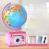 Children Globe Shape Piggy Bank Password Money Box Cash Coin Savings Box with Night Light Music Cyan